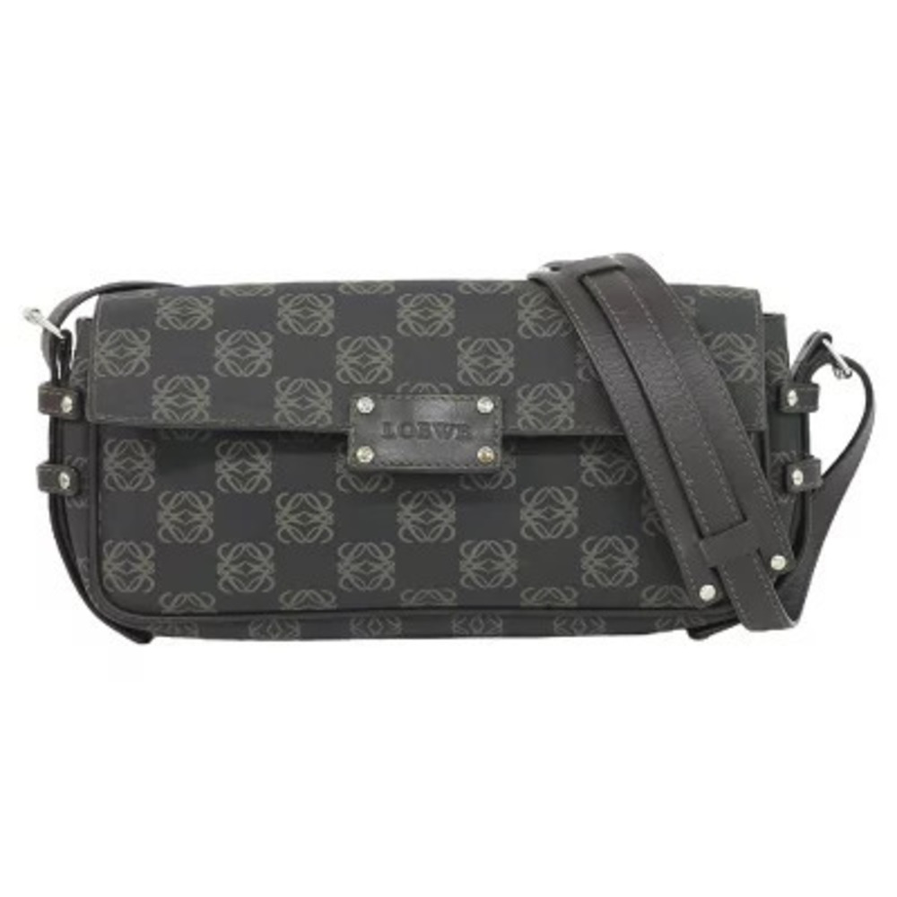 Loewe Anagram Canvas Shoulder Bag Gray